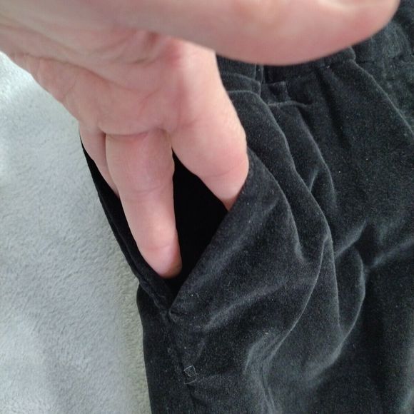 Vintage Velour Pants Women's Black Soft Trousers Stretch Zip Pockets Size 12 - Picture 5 of 13